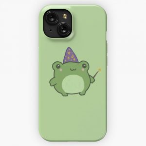 Chubby Frog Wizard Cottagecore Kawaii Toad With Magic Wand Purple Cap Ideal Fantasy Gift For Teens And Kids iPhone 15 Slim Phone Case Cover