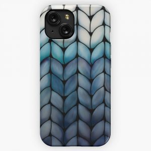 Chunky Ocean Blue Knit iPhone 15 Slim Phone Case Cover