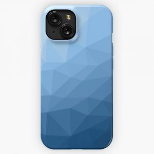 Classic Blue Geometric Mesh Ombre Pattern iPhone 15 Slim Phone Case Cover