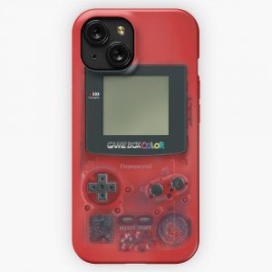 Classic Transparent Dark Red Mini Video Games iPhone 15 Slim Phone Case Cover