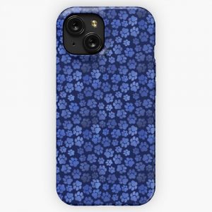 Cobalt Blue Paw Print Pattern iPhone 15 Slim Phone Case Cover