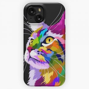 Colorful Cat With Pop Art Style iPhone 15 Slim Phone Case Cover