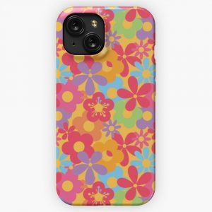Colorful Flower Power Seamless Pattern Print iPhone 15 Slim Phone Case Cover