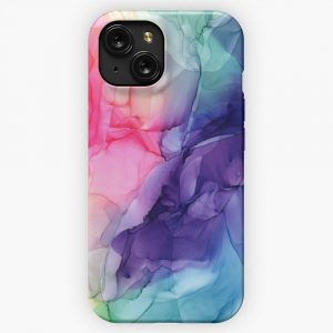 Colorful Rainbow Flowing Abstract Vertical Painting iPhone 15 Slim Phone Case Cover