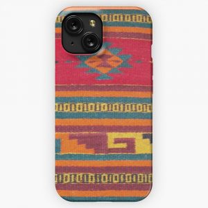 Colorful Red Aztec Pattern iPhone 15 Slim Phone Case Cover
