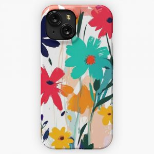 Colorful Vibrant Flowers Pattern Design iPhone 15 Slim Phone Case Cover