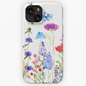 Colorful Wild Flowers Watercolor Painting iPhone 15 Slim Phone Case Cover
