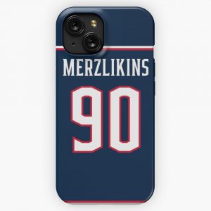 Columbus Blue Jackets Elvis Merzlikins Home Jersey Back iPhone 15 Slim Phone Case Cover