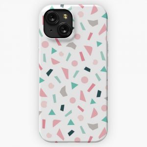 Confetti Pattern In Blush And Mint iPhone 15 Slim Phone Case Cover