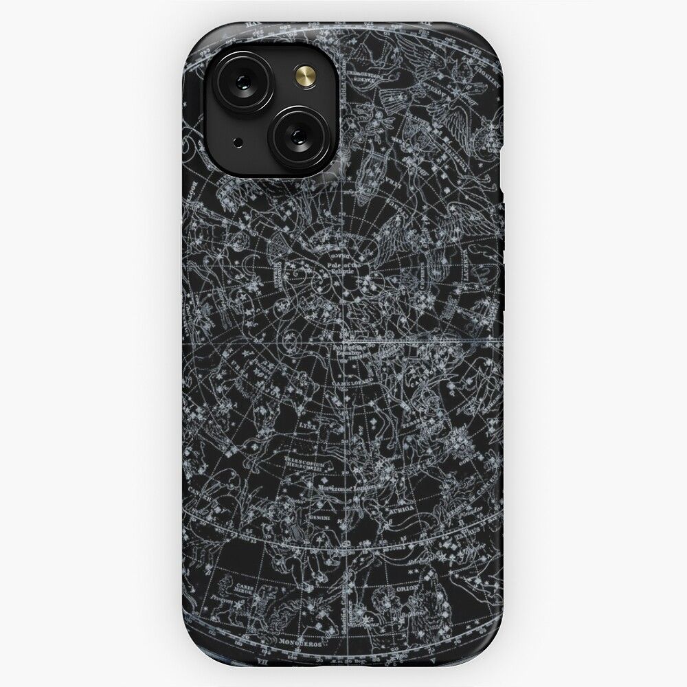 Constellations Of The Northern Hemisphere Pale Blue On Black iPhone 15 Slim Phone Case Cover