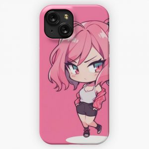 Cool Digital Chibi Girl Pink Style iPhone 15 Slim Phone Case Cover