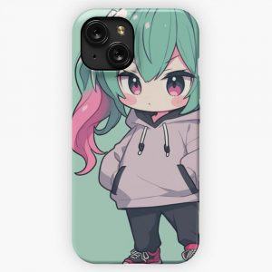 Cool Digital Chibi Girl Two Color Style iPhone 15 Slim Phone Case Cover