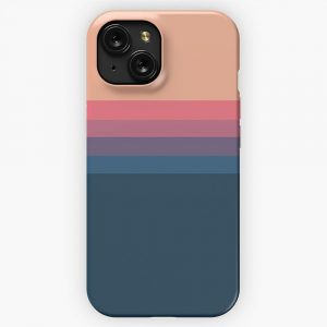 Coral Blue Color Blocks Pattern iPhone 15 Slim Phone Case Cover
