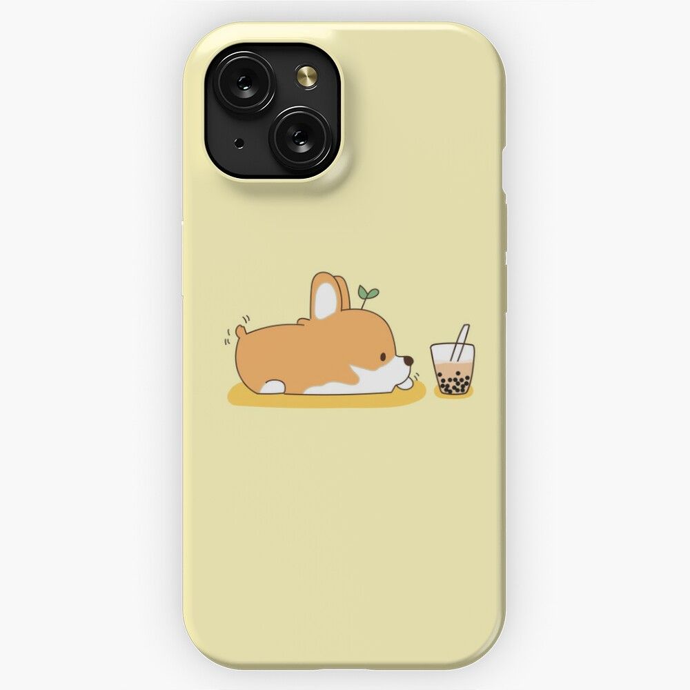Corgi And Bubble Tea iPhone 15 Slim Phone Case Cover