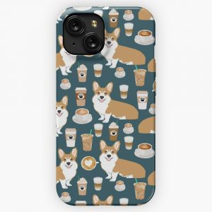 Corgi Welsh Corgi Coffee Cafe Dog Dogs Dog Breed Dog Pattern Pet Friendly iPhone 15 Slim Phone Case Cover