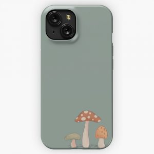 Cottagecore Mushroom Friends Illustration Blue iPhone 15 Slim Phone Case Cover