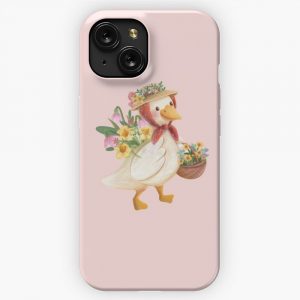 Country Garden Cute Duck And Daffodils Flower iPhone 15 Slim Phone Case Cover