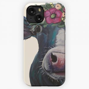 Cow Art Clara Belle Flower Crown Cow Art iPhone 15 Slim Phone Case Cover