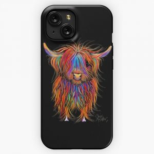 Cow Print Scottish Highland Pumphrey By Shirley Macarthur iPhone 15 Slim Phone Case Cover
