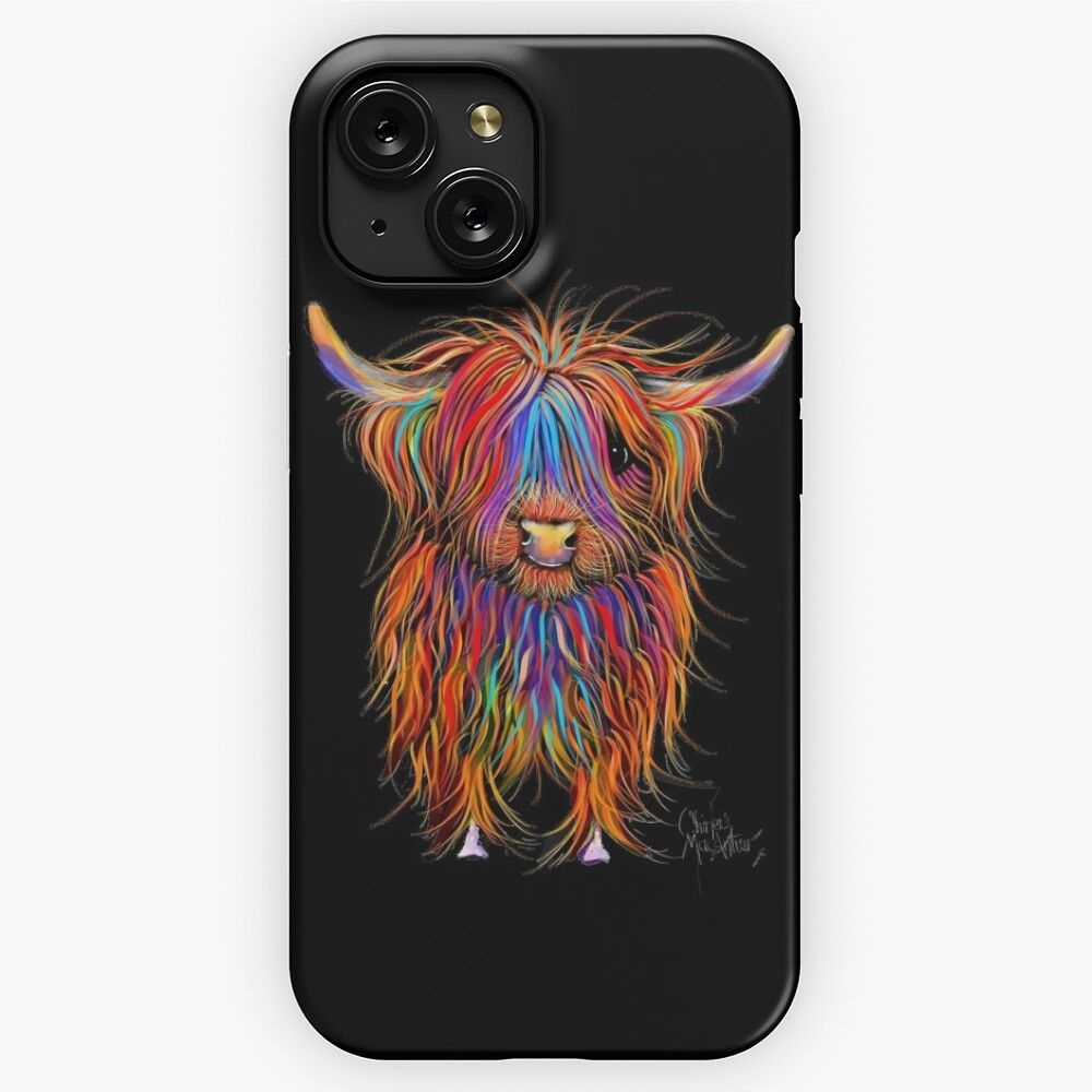 Cow Print Scottish Highland Pumphrey By Shirley Macarthur iPhone 15 Slim Phone Case Cover