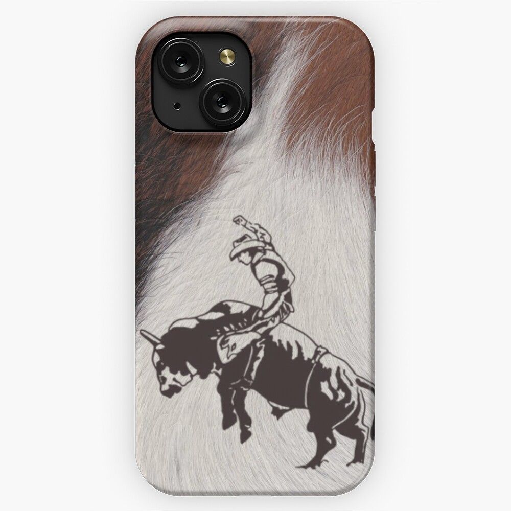 Cowboy Rodeo Bull Riding Cowhide Western iPhone 15 Slim Phone Case Cover