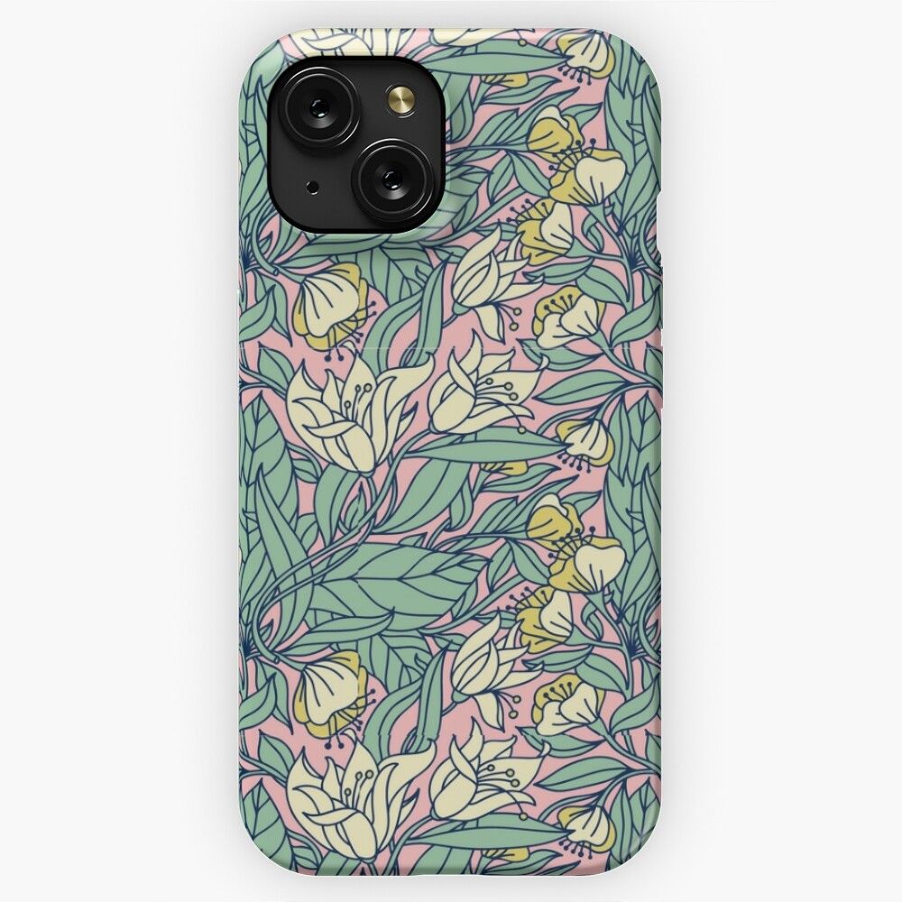 Creamy Floral Patterns iPhone 15 Slim Phone Case Cover