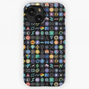 Crypto Logos 3D On Black iPhone 15 Slim Phone Case Cover