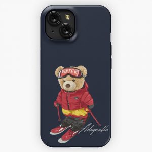 Cute Adorable Bear Skiing Adograble Ski iPhone 15 Slim Phone Case Cover