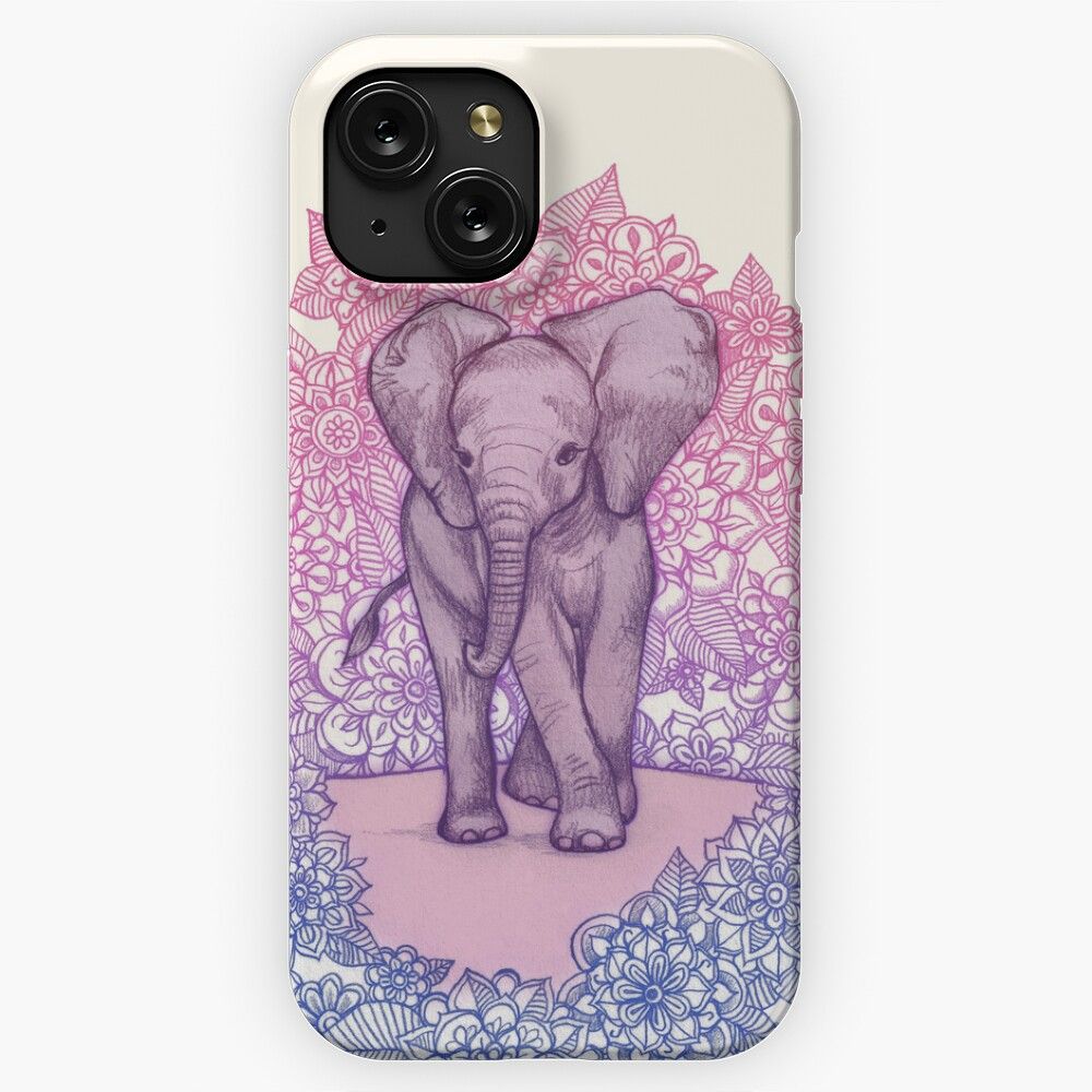 Cute Baby Elephant In Pink Purple Blue iPhone 15 Slim Phone Case Cover
