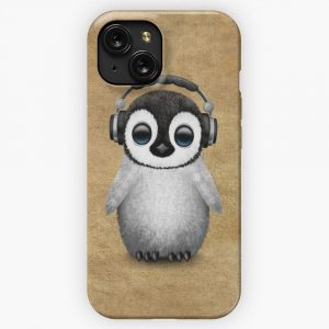 Cute Baby Penguin Dj Wearing Headphones iPhone 15 Slim Phone Case Cover