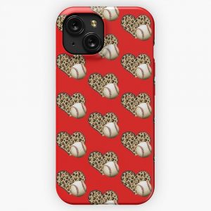 Cute Baseball Love Leopard Heart Design For Baseball Lovers Funny Sport Valentines Day Outfit Boys And Girls iPhone 15 Slim Phone Case Cover