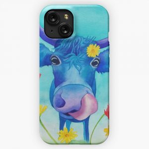 Cute Blue Cow iPhone 15 Slim Phone Case Cover