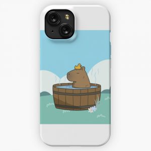 Cute Capybara Chilling iPhone 15 Slim Phone Case Cover