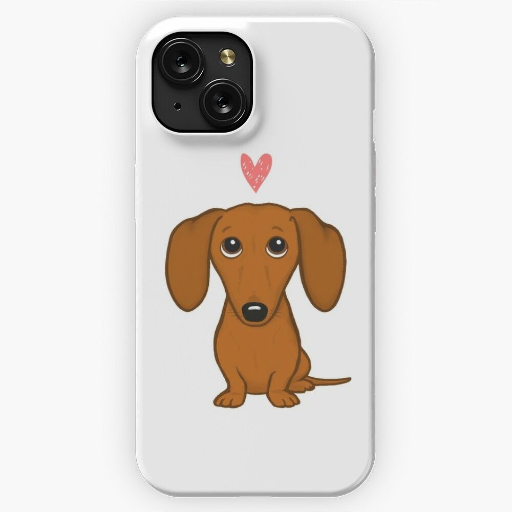 Cute Cartoon Dachshund With Heart iPhone 15 Slim Phone Case Cover