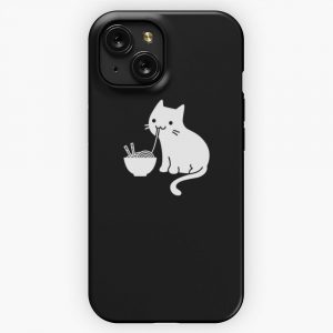 Cute Cat Eating Ramen iPhone 15 Slim Phone Case Cover