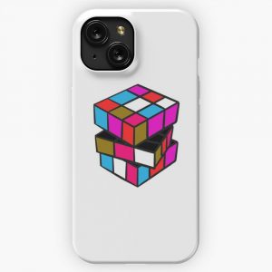 Cute Cube Sticker Blue Pink Cube iPhone 15 Slim Phone Case Cover