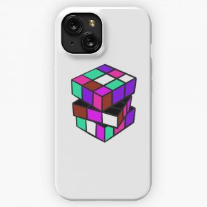 Cute Cube Sticker Purple Brown Cube iPhone 15 Slim Phone Case Cover