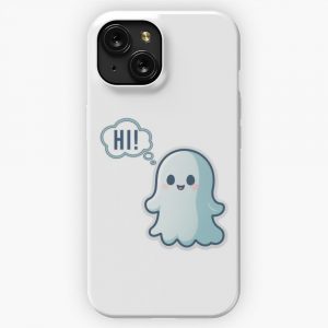 Cute Ghost Saying Hi iPhone 15 Slim Phone Case Cover