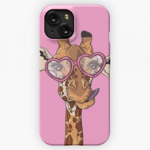Cute Giraffe With Pink Heart Shaped Glasses iPhone 15 Slim Phone Case Cover
