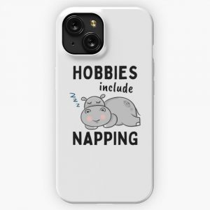 Cute Hippo Hobbies Include Napping Sleeping Hippo Illustration For Sleep Lover iPhone 15 Slim Phone Case Cover