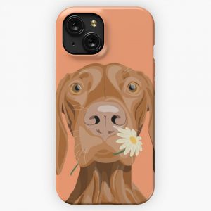 Cute Hungarian Vizsla With Daisy iPhone 15 Slim Phone Case Cover
