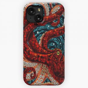 Cute Mosaic Octopus iPhone 15 Slim Phone Case Cover