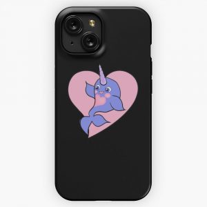 Cute Pink Narwhal Heart iPhone 15 Slim Phone Case Cover