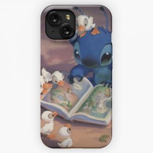 Cute Stitch Reading iPhone 15 Slim Phone Case Cover