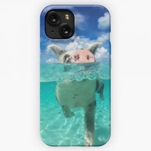 Cute Swimming Pigs In Bahamas iPhone 15 Slim Phone Case Cover