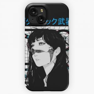 Cyberpunk Cyborg Girl Vaporwave Urban Style iPhone 15 Slim Phone Case Cover
