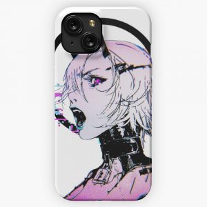 Cyberpunk Glitch Girl Orb Vaporwave Style iPhone 15 Slim Phone Case Cover