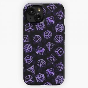 D20 Dice Set Pattern Purple iPhone 15 Slim Phone Case Cover