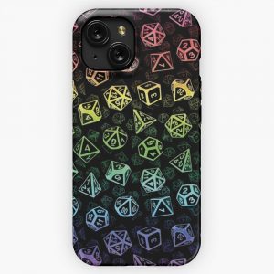 D20 Dice Set Pattern Rainbow iPhone 15 Slim Phone Case Cover