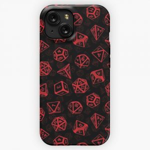 D20 Dice Set Pattern Red iPhone 15 Slim Phone Case Cover